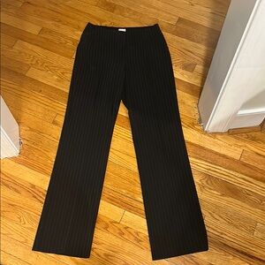 Armani Collezioni Black Pinstripe Straight Leg Pants